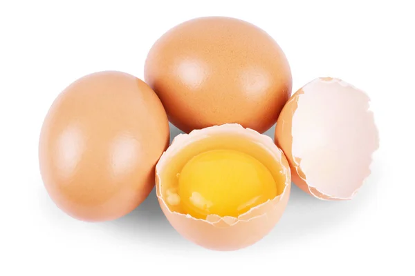 Egyedülálló barna csirke tojás izolált fehér — Stock Fotó