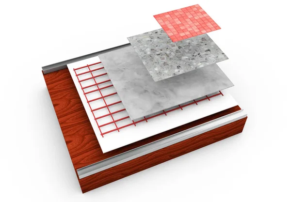 3D render thermische isolatie van muren — Stockfoto