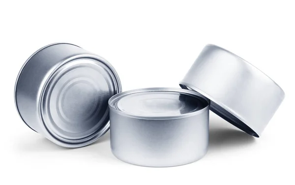 White Blank Tincan Metal Tin Can, Canned Food. — Stock Photo, Image