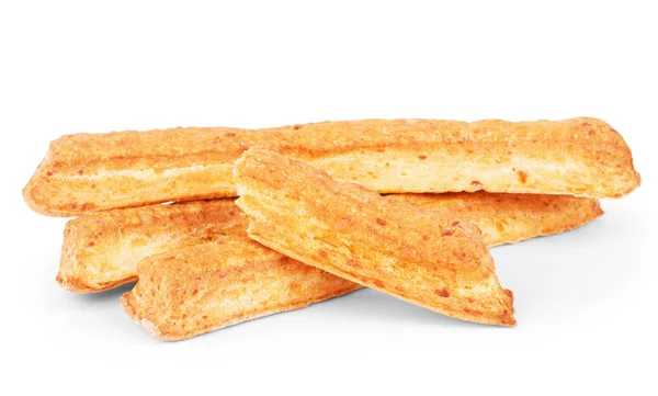 Palitos de pan con queso en baclkground blanco — Foto de Stock