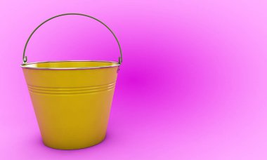 3D render sarı kova yansıması ile