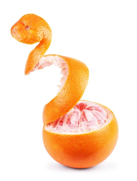 葡萄柚半上 clippin 的白色孤立的柑桔类水果 — 图库照片