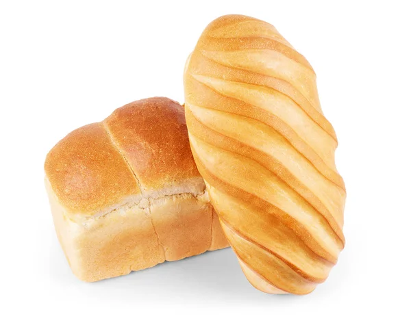 Bochenek chleba pieczenia pysznych na białym tle — Zdjęcie stockowe