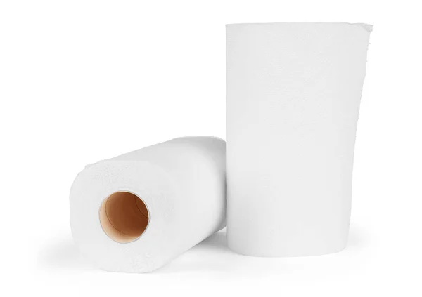 Rollo de toallas de cocina de papel aisladas en blanco — Foto de Stock