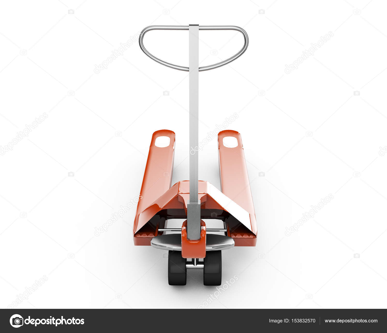 Pallet Jack and Plastic Pallet Set on White Background 3d render Stock