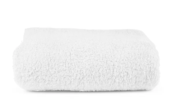 Pila de toallas blancas aisladas en blanco — Foto de Stock