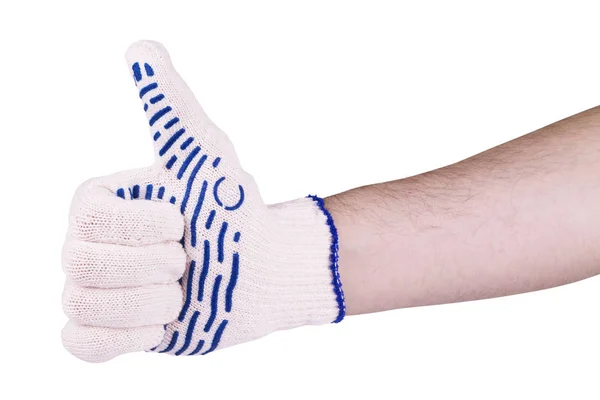 Silny robotnik ręka rękawiczka palcem — Zdjęcie stockowe