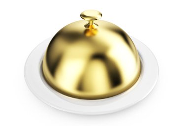 Beyaz arka plan üzerinde izole kapalı godlen cloche 3D render