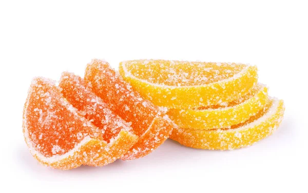 Fruit jellies. Jelly candies citrus in form lobules isolated on — Stock Photo, Image