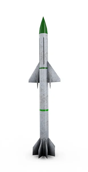 2 단계 미사일, 흰색 배경 3d illus에 지 느 러 미와 로켓 — 스톡 사진