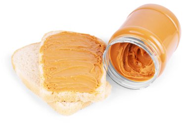 peanut butter on a slice of Toast. Isolated on a white backgroun clipart