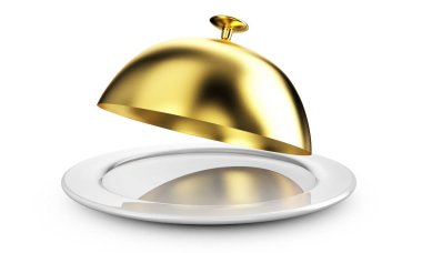 Beyaz arka plan üzerinde izole kapalı godlen cloche 3D render