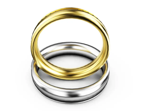 3D-Darstellung von goldenen Ringen isoliert auf weißem Hintergrund — Stockfoto
