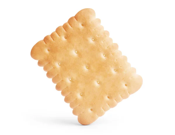 Pila di cracker quadrati isolati su sfondo bianco. Craccia secca — Foto Stock