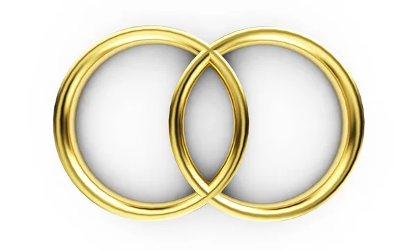 3d renderowanie złotych pierścieni izolowanych na białym tle — Zdjęcie stockowe