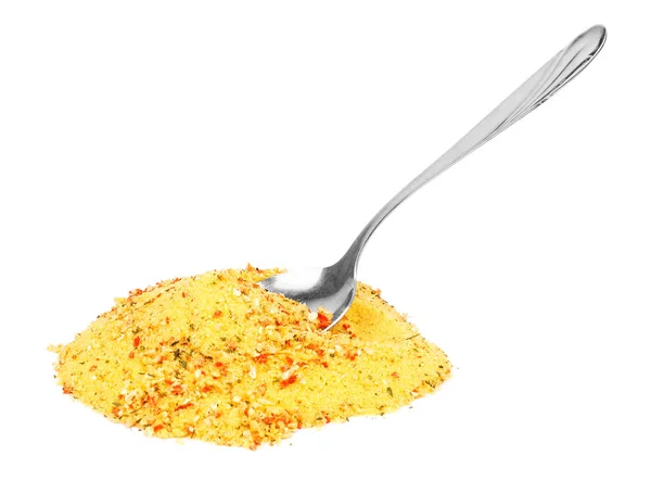 Smear of turmeric. Isolated on white. Up view. Empty space for t — Stock Photo, Image