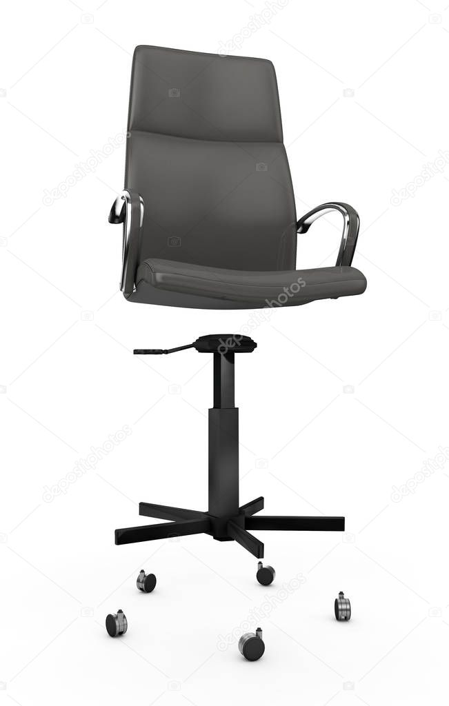 Rear view boss chair isolated on white. 3D illustration In assem