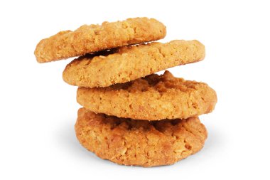 Beyaz arkaplanda yulaf kurabiyesi