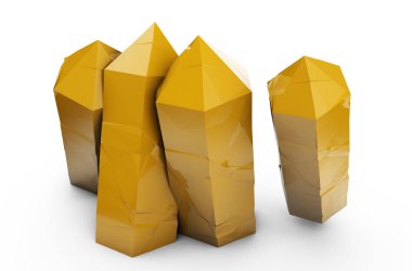 3D render. 3D çizim. Parlak yeşil zümrüt şeffaf 
