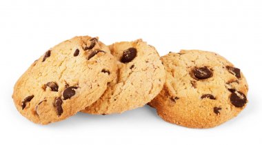 Beyaz zemin üzerine çikolata ile yulaf ezmeli kurabiye