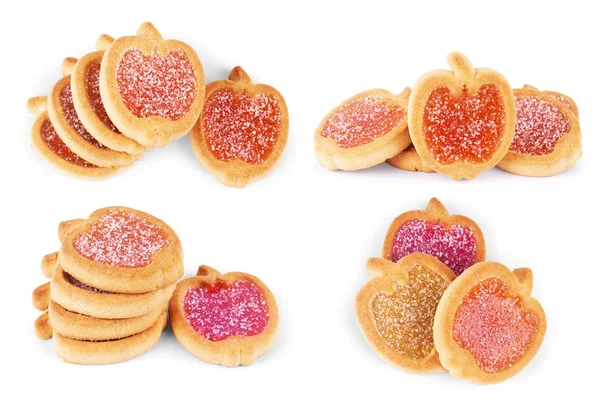 Koekjes met vruchten gelei, geïsoleerd op een witte achtergrond — Stockfoto