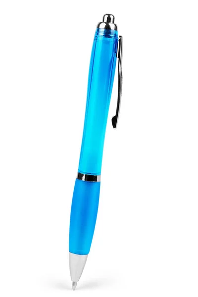 Ручка изолированы на белом фоне, синий цвет — стоковое фото