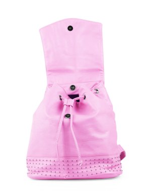 Beyaz arka plan üzerinde izole pembe sırt çantası