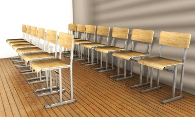 Klasik okul sınıf ile 3D render için matematik