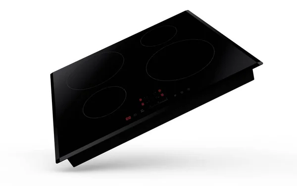 Induction cooktop pe fundal alb 3d render — Fotografie, imagine de stoc