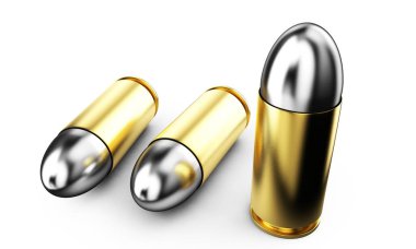 cephane kabukları kümesi. 3d görüntü üzerinde beyaz izole