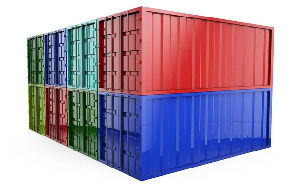 Many colorful stacked Containers . 3d rendering — Stock Photo, Image