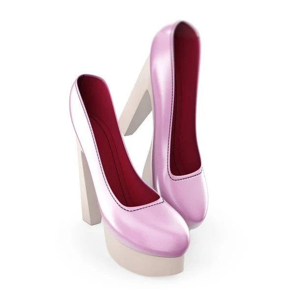 गुलाबी रंग की एक जोड़ी महिलाओं के हाई-हेल जूते 3 डी चित्र — स्टॉक फ़ोटो, इमेज
