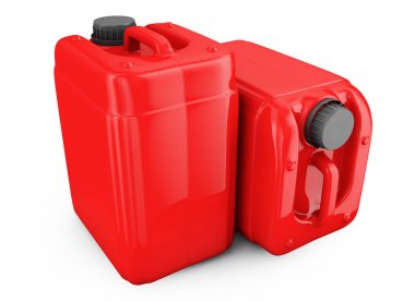 Beyaz arka plan üzerinde 3d render izole kırmızı bidon