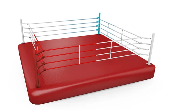 A 3D render of a modern boxing ring with opposing blue and red c — Stock Photo, Image