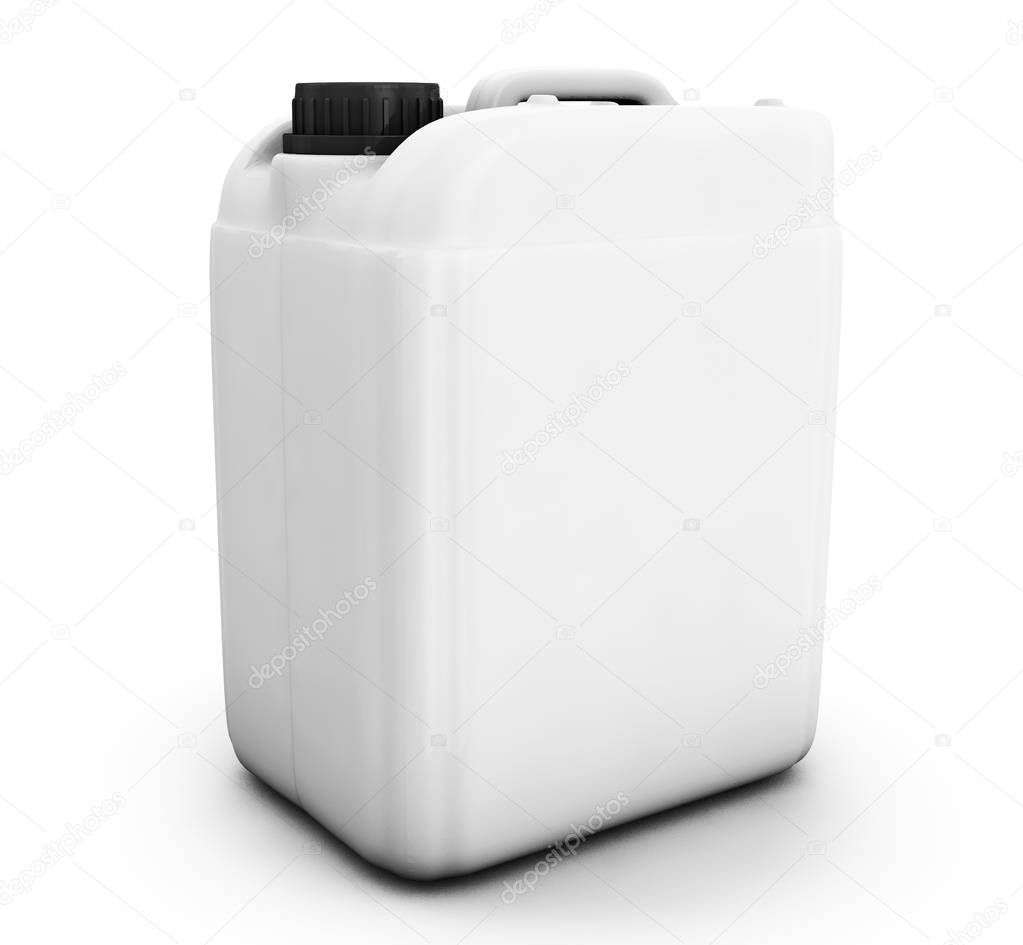 White and black jerrycan isolated on white background 3d render