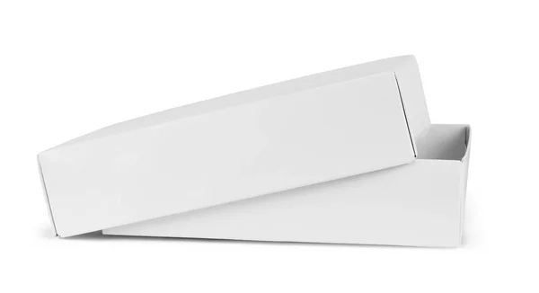 Крупним планом шаблон білої коробки на білому тлі — стокове фото