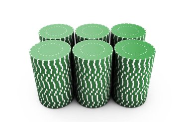 Renkli casino fişleri isolat topluluğu gerçekçi 3d render