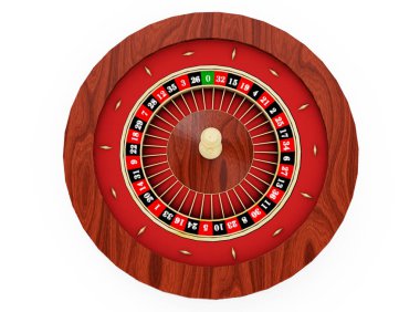 Rulet tekerleği. 3D render resim. İzole beyaz arka plan.