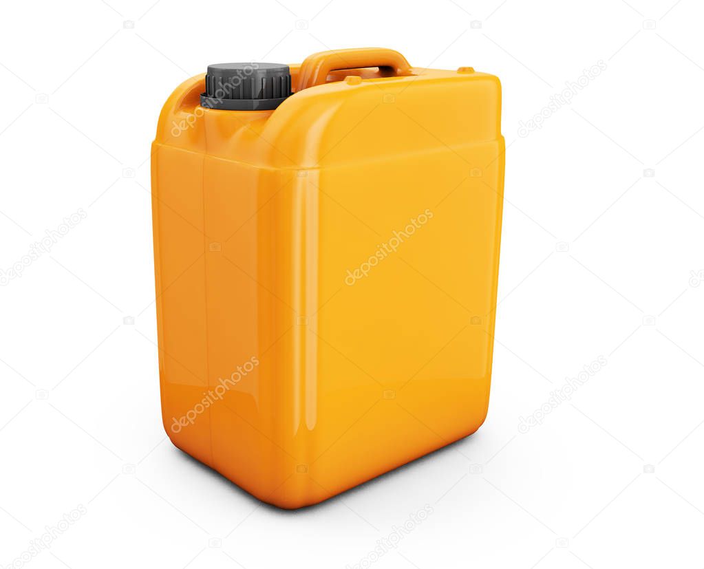Orange jerrycan isolated on white background 3d render