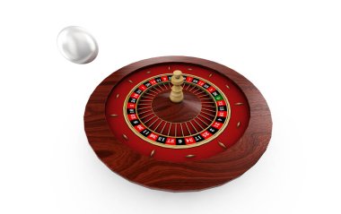 Rulet tekerleği. 3D render resim. İzole beyaz arka plan.