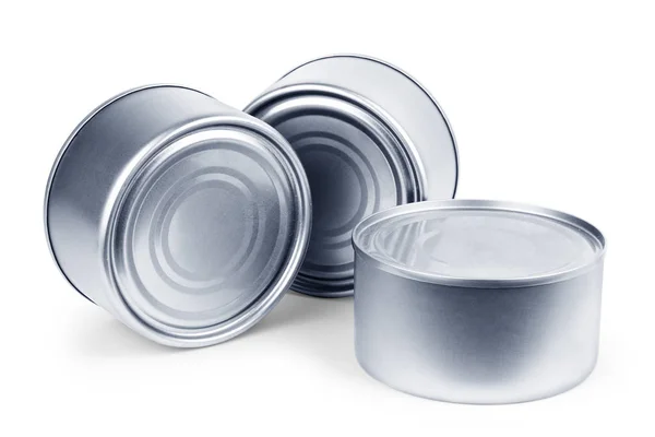 白空铁罐金属锡罐、 罐头食品. — 图库照片