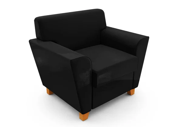 Fauteuil moderne noir isolé sur fond blanc rendu 3D — Photo