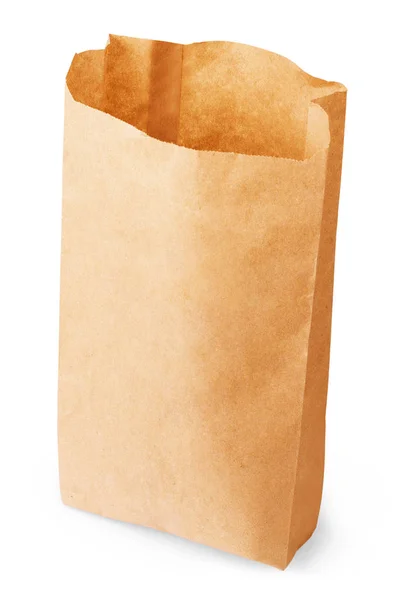 Brązowa papierowa torba izolowana na białym tle — Zdjęcie stockowe