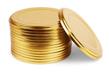 Beyaz arka plan üzerinde çeşitli Şişe kapakları koleksiyonu