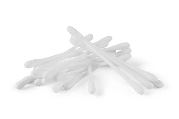 Cotton swabs and sticks isolated on white — Stock Photo, Image