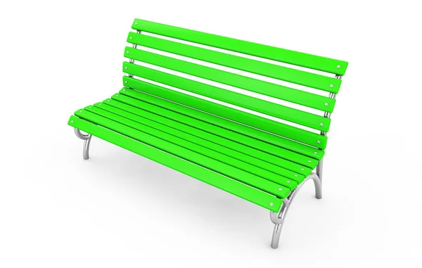 Green bench on white background 3d render — Stock Photo, Image