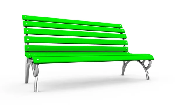 흰색 배경 3d 렌더링에 녹색 벤치 — 스톡 사진