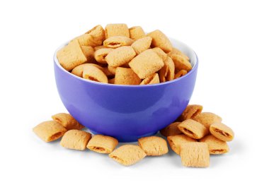 ev yapımı fırında müsli ve süt beyaz arka plan üzerinde