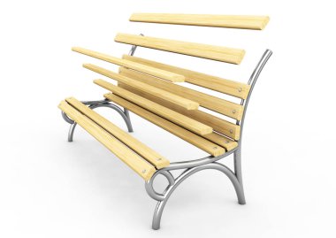 Park tezgah yay beyaz bir arka plan üzerinde. Önden Görünüm. 3D render IMAG