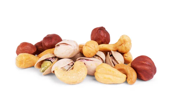 Assorted mixed nuts on white background — Stock Photo, Image